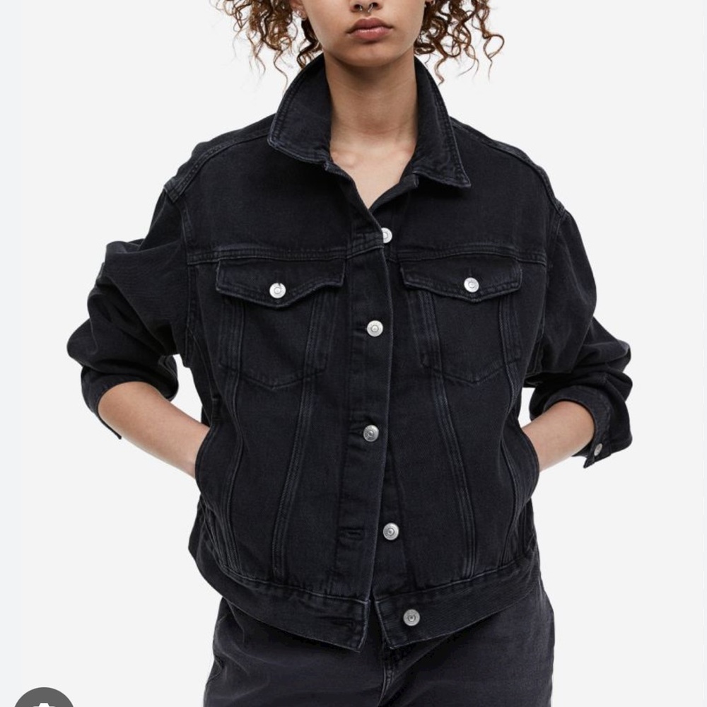 Divided H&M Black Denim Jacket Medium M